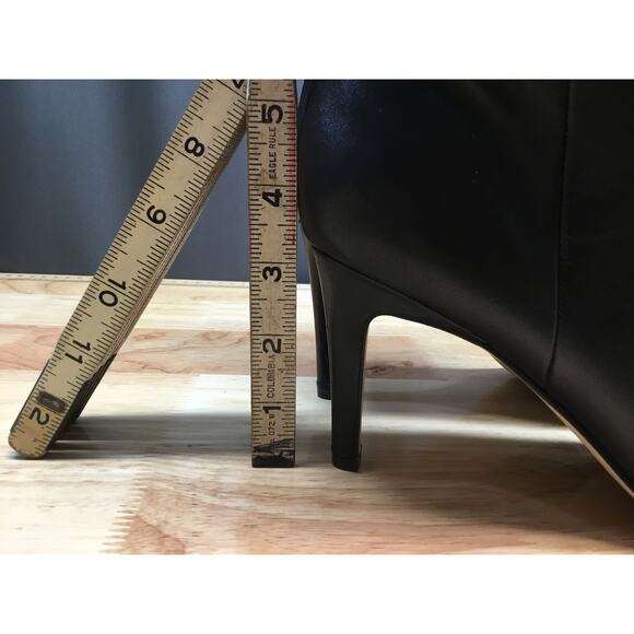 Nine West Slouch Women's 8.5 Black Leather Mid-Calf Zipper Dress Booties Boots - Picture 3 of 5